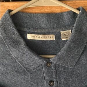 Geoffrey Beene Long Sleeve Men's Blue Polo